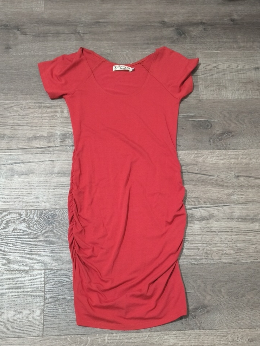 Rust Colored Ruched T Shirt Dress